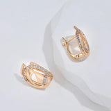 New Trend Creative 14K Rolled Rose Gold AAA Zircon Diamonds Glossy Drop Earrings - Fashion Party Jewellery