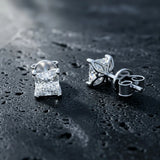 Fabulous 0.5-2 Carats Princess Cut Moissanite Diamonds Silver Stud Earrings
