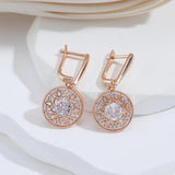 Shiny AAA CZ Diamonds Rolled 14K Rose Gold Long Drop Earrings For Women Fine Jewellery