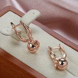 14K Gold Filled New Fashion Glossy Metal Round Ball Drop Unusual Long Earrings