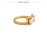 Delicate 18K Gold Plated AAA Shiny Cubic Zirconia Diamond Rectangle Premium Ring