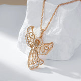 Luxury Fashion 14K Filled Rose Gold AAA Zircon Diamonds Angel Necklace For Women - Very Popular Jewellery