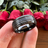Grooved Stepped Finish 4 Colors 8mm Men Women Tungsten Satin Wedding Rings