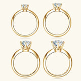 Solitaire 3ct 2ct 1ct VVS1 D Colour Moissanite 925 Silver Plated 18K Gold Wedding Ring