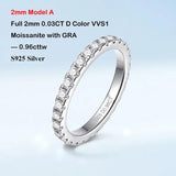 Sparkling 2.2cttw 3mm D Colour Moissanite Diamonds Full Eternity Rings - 18K Gold 925 Silver Plated Wedding Rings