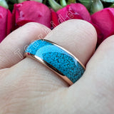 Turquoise Domed Polished Finish 4/6/8MM Tungsten Engagement Wedding Rings
