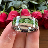 Pipe Cut Polished Finish Groove Inlay Silver Colour Men Women Tungsten Wedding Rings
