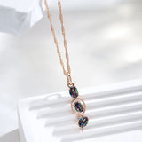 14K Rolled Gold Drop Necklace Unusual Colourful AAA Zircon Crystal Fashion Long Necklace