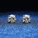 Excellent VVS1 Round Cut 18KGP Moissanite Diamonds Stud Earrings S925 Sterling Silver Ear Studs Fine Jewellery - The Jewellery Supermarket