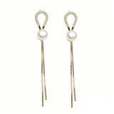 Attractive Dangle Natural Pearl Earrings 925 Silver Gold Colour Earrings