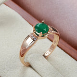 14K Rolled Gold with Circle Cut AAA Emerald Zircon Crystal Elegant Delicate Ring