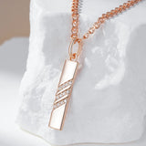 Excellent Rectangular Shape Filled 14K Rose Gold AAA Zircon Diamonds Necklace - Fashion High Quality Jewellery