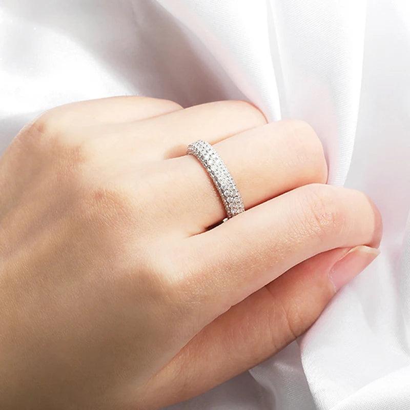 Sparkling 2.5cttw Full Eternity Moissanite Diamond Rings for Women Silver Wedding Engagement Fine Jewellery - The Jewellery Supermarket