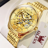 New Luxury Gold Skeleton Automatic Mechanical Waterproof Stainless Steel Luminous Business Men's Watches - The Jewellery Supermarket