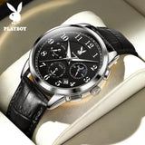 Famous Brand Luxury Multifunction Original Leather Strap Waterproof Quartz Casual Fashion Business Watches for Men