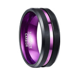 New 8mm Blue Purple Beveled Edge Tungsten Carbide Ring -  Men's Women's Wedding Engagement Rings - The Jewellery Supermarket