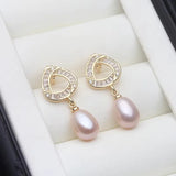 Flower Shape Design Real Multicolour Pearls AAA Zircon Diamonds Silver Earrings