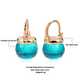 14K Gold Filled New Geometric Spherical Blue AAA Zircon Crystal Pendant Earrings