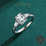 Luxury Rectangle 2 Carat AAAA Lab Created Diamond 925 Sterling Silver Ring