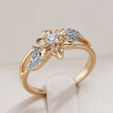 Popular Vintage Design Luxury 14K Filled Rose Gold, Silver Plated Flower AAA Zircon Crystals  Jewelry Rings