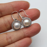 Elegant Real Multicolour Pearls pavé-set AAA Zircon Diamonds Silver Drop Earrings
