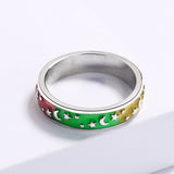 Colorful Epoxy Handmade Enamel Moon Stars  Women's Rings Party Jewellery
