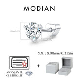 925 Sterling Silver Classic Round D Colour VVS1 Moissanite Helix Stud Earrings