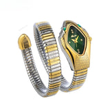New Luxury Top Fashion Brand Snake Design Gold Colour Stainless Steel Bracelet Quartz Ladies Wristwatches