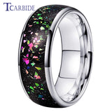 Galaxy Series Opal Inlay Domed Polished 8mm Men Women Tungsten Carbide Rings