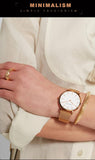 New Gold Colour Design Dial Quartz Movement Ladies Wristwatches Stainless Steel Mesh Ultra thin Waterproof Watches