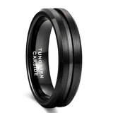 New Arrival 6mm 8mm Groove Brushed Black Tungsten Carbide Wedding Engagement Comfort Fit Rings - The Jewellery Supermarket