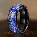 True Blue Galaxy Opal Inlaid Dome Polished 4MM 6MM 8MM Tungsten Men Women Rings