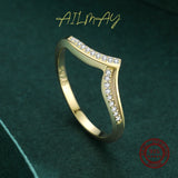 Romantic V Shape High Quality AAAA Lab Created Diamond Silver Sparkling Rings