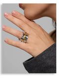 18K Gold Plated Stainless Steel Wide Minimalist  two-tone Distinctive High Quality Ring