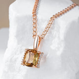 Remarkable 14K Rolled Rose Gold AAA Zircon Big Brown Crystal Necklace -  Fashion High Quality Jewellery