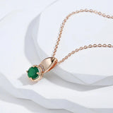 New Arrival Luxury 14K Rolled Rose Gold Round AAA Emerald Zircon Necklace - High Quality Daily Fine Jewellery