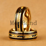 Red Opal and Meteorite Inlaid Gold Foil 6MM 8MM Men and Women Tungsten Rings