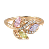 New Season Romantic Rolled 14K Rose Gold Colourful AAA Zircon Crystals Flower Rings -  Luxury Fine Jewellery