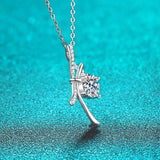 Bow-knot Sparkling White Gold Plated 1ct D Color Moissanite Diamond Necklace for Women - Fine  Jewellery - The Jewellery Supermarket