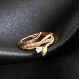 Exquisite Snake Design Filled 14K Rose Gold Women's Rings with AAA Zircon Diamonds - Vintage Party Jewellery