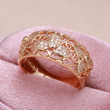 14K Rolled Gold New Luxury Hollow Flower Inlay AAA Zircon Diamonds Vintage Rings