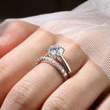 2.0CT VVS1 D Colour Moissanite Diamonds Bridal Set Solitaire Silver Stackable Ring