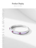 925 Sterling Silver Fashion Charm AAAA Lab Created Purple Enamel Process Ring