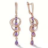 14 Karat Rolled Gold Shiny Purple AAA Zircon Crystals Drop Amazing Earrings For Women