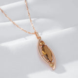 14K Gold Filled Fashion AAA Red or Brown Zircon Crystal Rhombus Pendant And Necklace