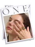 18K Gold Plated Glossy Stainless Steel Layered Hollow Distinctive Geometric Open Ring