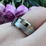 Beveled Grooved Finish 6MM 8MM Classic 100% Pure Tungsten Carbide Wedding Rings
