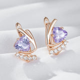 14 Karat Gold Filled Sparkling Purple AAA Zircon Diamonds English Vintage Fashion Earrings