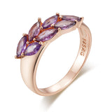 14K Filled Gold Fine Purple Leaf AAA Zircon Crystals Luxury Trendy Rings For Women
