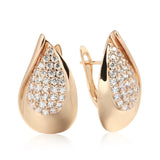 14K Gold Filled AAA Zircon Diamonds Full Paved Drop Big Size Glossy Earrings For Women